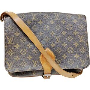(L4) Authentic Louis Vuitton Crossbody Bag Cartouchiere GM Brown Monogram Luxury